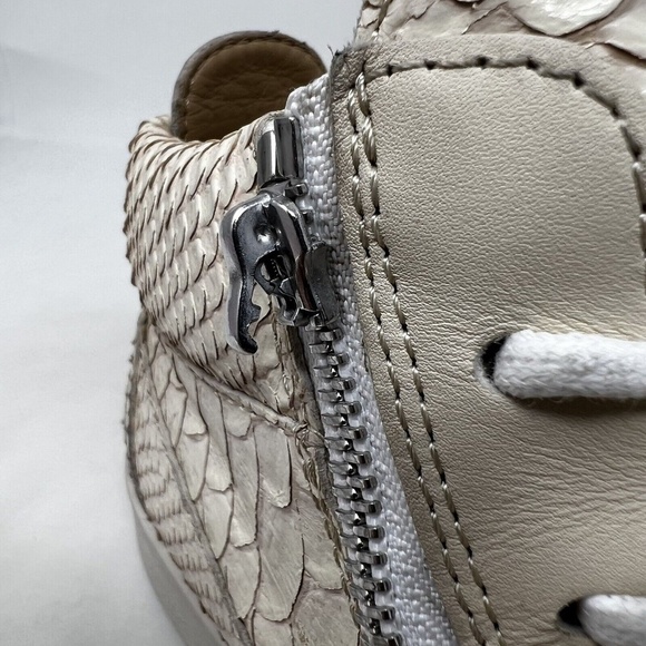 Giuseppe Zanotti Cream Python Embossed Leather Double Zip High Top Sneakers 40 - Picture 7 of 13